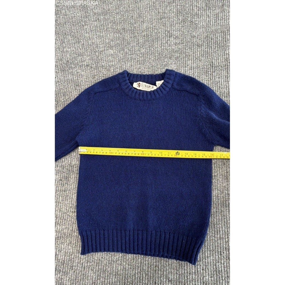 Vintage 90s Glen Kaylin Women's Navy Shetland Wool Crewneck Sweater Sz S - Picture 4 of 7